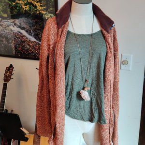 REI Burnt Orange Zip Up Knit Jacket XL